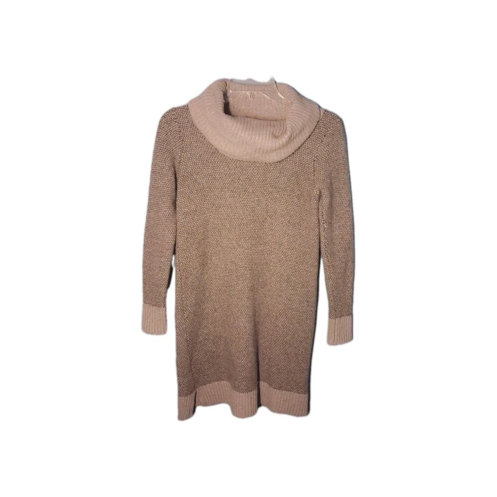 Cynthia Rowley Lambswool Sweater Dress XS Beige Cowl Neck Academia Career